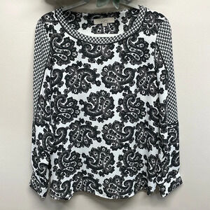 NWOT Ann Taylor Loft Boatneck Paisley Long Sleeve Blouse S